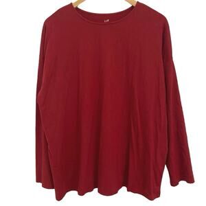 J.Jill Luxe Supima Long Sleeve Tee Red Crew Neck Women’s Size Large